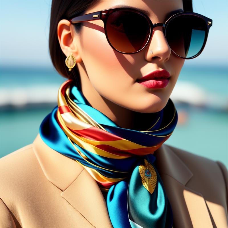 03573-2970981998-Masterpiece, High quality,  , silk scarf, woman wearing a silk scarf, sunglasses, wearing a women's suitanalog style, symmetric,.png